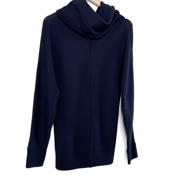 Max Studio NWT Navy Blue 100% Extrafine Merino Wool Cowl Neck Sweater Size M - Picture 4 of 8